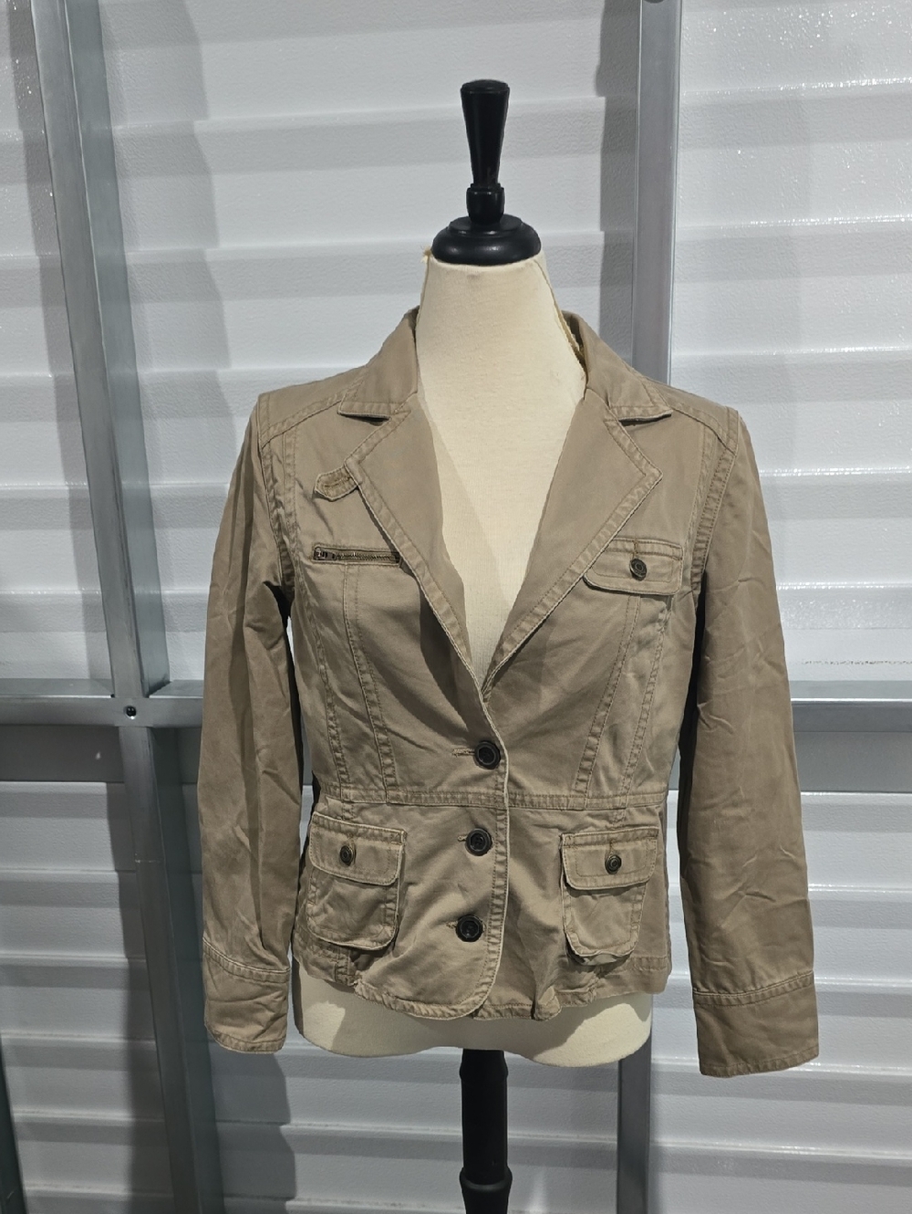 Madison Khaki Tailored Utility Blazer Jacket Size 14